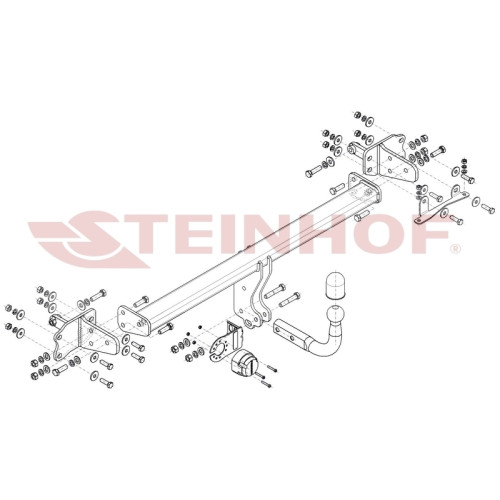 M-160 STEINHOF Фаркоп на Mercedes C-Class w205 седан / s205 универсал / a205 кабриолет / c205 купе 2014-2021, в т.ч. AMG-пакет, кроме авто с пневмоподвеской. Требуется подрезка бампера. Тип шара: A. Нагрузки: 2000/100 кг, масса фаркопа 19,7 кг (без электр