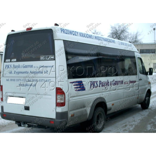 M-221 STEINHOF Фаркоп на Mercedes Sprinter фургон, микроавтобус (3,55 м/4,025 м), шасси (одинарные колеса) 1995-2006, Volkswagen LT 28-35 фургон, микроавтобус (3,55 м/4,025 м), шасси (одинарные колеса) 1995-2006 без снятия и подрезки бампера. Тип шара: F.