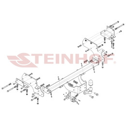 M-347 STEINHOF Фаркоп на Mitsubishi Pajero III V70 5 дверей 2000-2007. Требуется подрезка бампера. Тип шара: F. Нагрузки: 3300/140 кг, масса фаркопа 29,2 кг (без электрики в