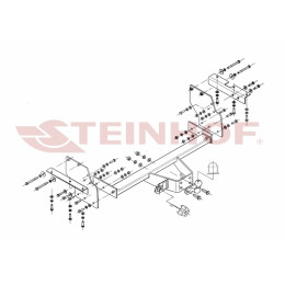 M-348 STEINHOF Фаркоп на Mitsubishi Pajero IV 5 дверей 2007-2020 без снятия и подрезки бампера. Тип шара: F. Нагрузки: 3300/135 кг, масса фаркопа 33,6 кг (без электрики в 