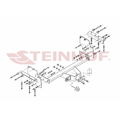 M-348 STEINHOF Фаркоп на Mitsubishi Pajero IV 5 дверей 2007-2020 без снятия и подрезки бампера. Тип шара: F. Нагрузки: 3300/135 кг, масса фаркопа 33,6 кг (без электрики в комплекте)
