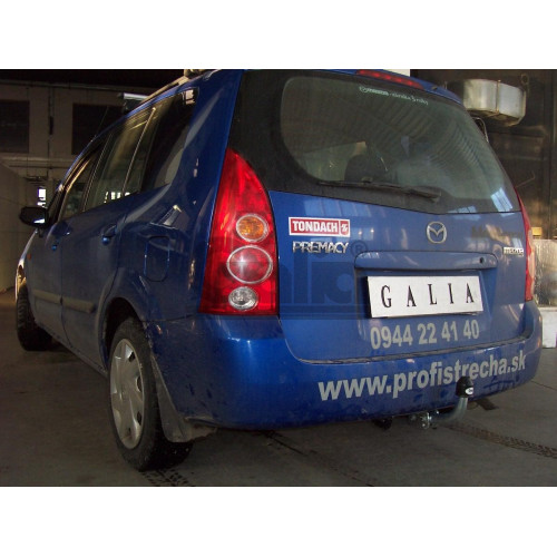 M020C GALIA Полностью оцинкованный фаркоп на Mazda Premacy 1999-2004. Тип шара: C (горизонтальный съемный). Без выреза бампера. Нагрузки: 1400/75 кг, масса фаркопа 19,1 кг