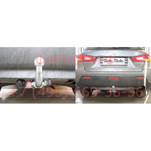 M122C GALIA Полностью оцинкованный фаркоп на Mitsubishi Eclipse Cross 2018-, Mitsubishi ASX 2010-2022 (без подрезки бампера), Citroen C4 Aircross 2012-2016, Peugeot 4008 2012-2016 (с невидимой подрезкой бампера). Тип шара: C (горизонтальный съемный). Нагр