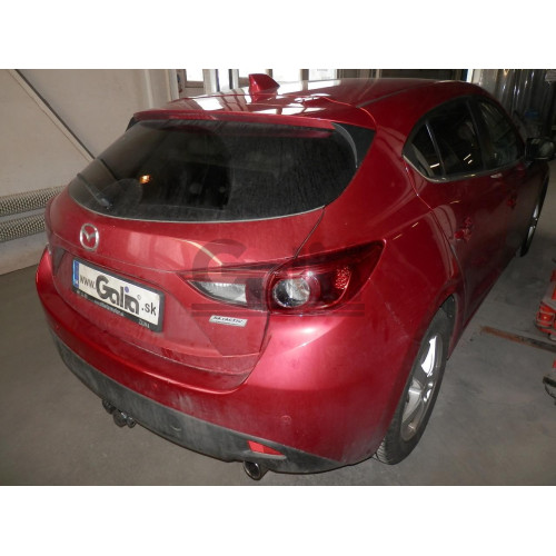 M132C GALIA Полностью оцинкованный фаркоп на Mazda 3 хетчбек 2014-2019. Тип шара: C (горизонтальный съемный). Невидимый вырез бампера. Нагрузки: 1800/90 кг, масса фаркопа 17,17 кг