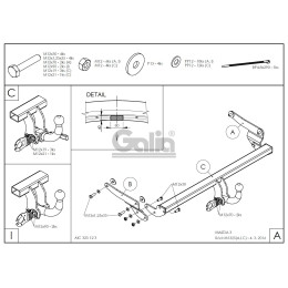 M132C GALIA Полностью оцинкованный фаркоп на Mazda 3 хетчбек 2014-2019. Тип шара: C (горизонтальный съемный). Невидимый вырез бампера. Нагрузки: 1800/90 кг, м