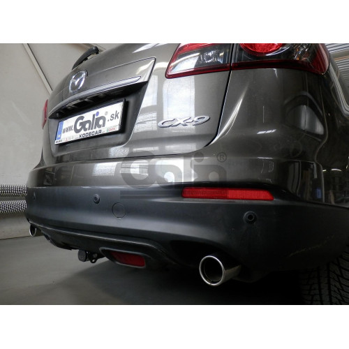 M133C GALIA Полностью оцинкованный фаркоп на Mazda CX-9 2007-2012, 2012-2017. Подрозетник убирается за бампер. Тип шара: C (горизонтальный съемный). Установка без снятия и выреза бампера. Нагрузки: 1600/100 кг, масса фаркопа 17,07 кг