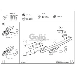 M133C GALIA Полностью оцинкованный фаркоп на Mazda CX-9 2007-2012, 2012-2017. Подрозетник убирается за бампер. Тип шара: C (горизонтальный съемный). Установка б