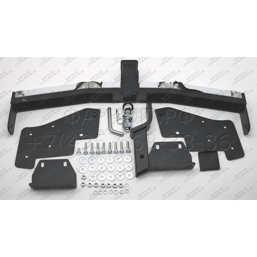 MPJ-99-991124.00 PT GROUP Фаркоп с нержавеющей накладкой на Mitsubishi Pajero III 2000-2008, IV 2008-2020 без подрезки бампера. Тип шара: E (легкосъемный шар под квадрат). Нагрузки: 3500/135 кг, масса фаркопа 25,5 кг (без электрики в комплекте)