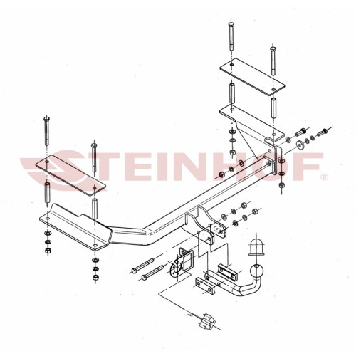 O-113 STEINHOF Фаркоп на Opel Astra II (G) универсал 03/1998-2009 без снятия и подрезки бампера. Тип шара: A. Нагрузки: 1500/75 кг, масса фаркопа 19,2 кг (без электрики в комплекте)