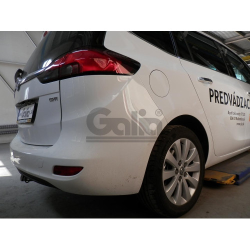 O062A GALIA Полностью оцинкованный фаркоп на Opel Zafira Tourer C 2012-2019. Подрозетник убирается за бампер. Тип шара: A. Невидимый вырез бампера. Нагрузки: 1700/75 кг, масса фаркопа 18,22 кг