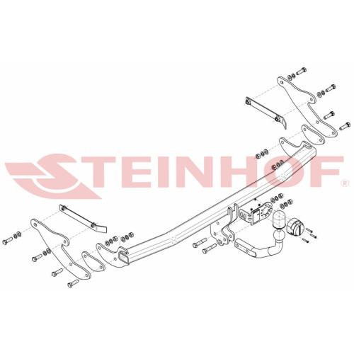 R-043 STEINHOF Фаркоп на Renault Scenic 2016-2018, Renault Grand Scenic 2018-2022 без подрезки бампера. Тип шара: A. Нагрузки: 1850/80 кг, масса фаркопа 20,2 кг (без электрики в комплекте)