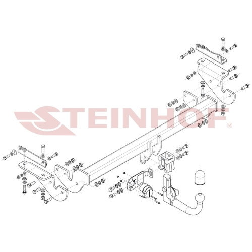 R-069 STEINHOF Фаркоп на Renault Kadjar 2015-2022 без подрезки бампера. Тип шара: AV (вертикальное быстросъемное крепление шара на ключе). Нагрузки: 2000/80 кг, масса фаркопа 27,8 кг (без электрики в комплекте)