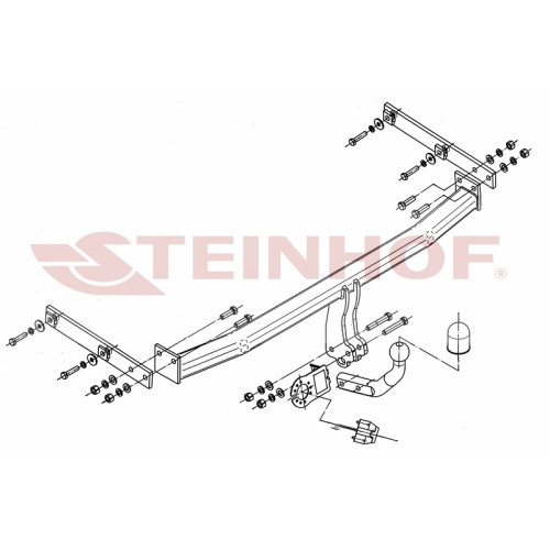R-110 STEINHOF Фаркоп на Renault Megane III Grand Scenic 2009-2016 без подрезки бампера. Тип шара: A. Нагрузки: 1300/75 кг, масса фаркопа 14,35 кг (без электрики в комплекте)