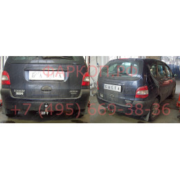 R016C GALIA Полностью оцинкованный фаркоп на Renault Scenic I 1996-2003. Тип шара: C (горизонтальный съемный). Установка без снятия и выреза бампера. Нагрузки