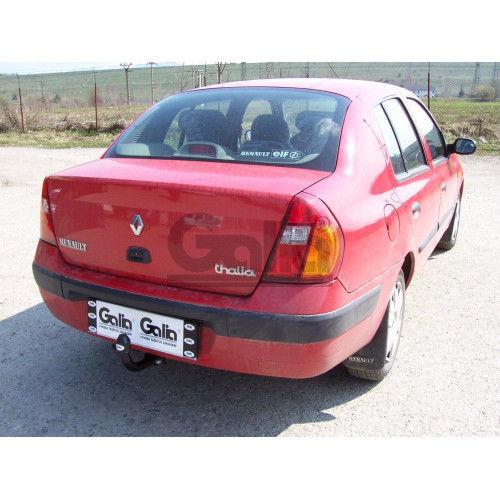 R083C GALIA Полностью оцинкованный фаркоп на Renault Symbol седан 2000-2008, 2008-2012. Тип шара: C (горизонтальный съемный). Установка без снятия и выреза бампера. Нагрузки: 1150/75 кг, масса фаркопа 14,1 кг