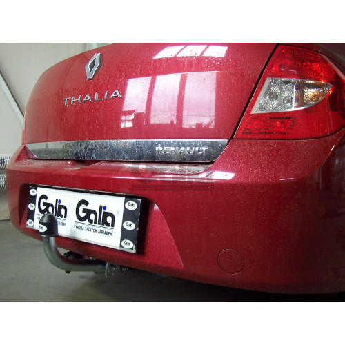 R083C GALIA Полностью оцинкованный фаркоп на Renault Symbol седан 2000-2008, 2008-2012. Тип шара: C (горизонтальный съемный). Установка без снятия и выреза бампера. Нагрузки: 1150/75 кг, масса фаркопа 14,1 кг