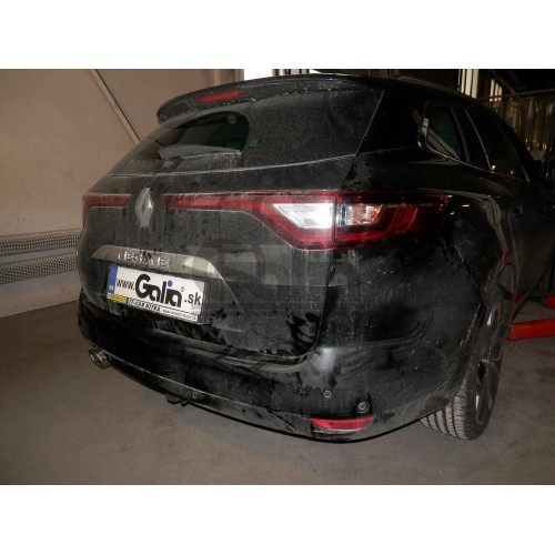 R098C GALIA Полностью оцинкованный фаркоп на Renault Megane GrandTour универсал 2016-. Подрозетник убирается за бампер. Тип шара: C (горизонтальный съемный). Невидимый вырез бампера. Нагрузки: 2000/80 кг, масса фаркопа 19,47 кг