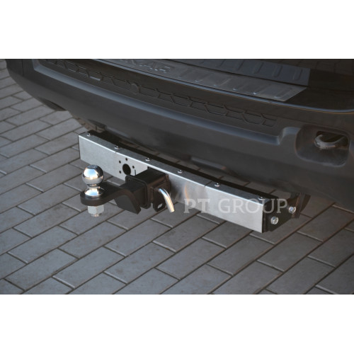 RDU-16-991124.00 PT GROUP Распродажа! Фаркоп с нержавеющей накладкой на Renault Duster 2016-2020 без подрезки бампера. Тип шара: E (легкосъемный шар под квадрат). Нагрузки: 1600/75 кг, масса фаркопа 18,3 кг (без электрики в комплекте)