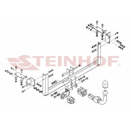 S-377 STEINHOF Фаркоп на Nissan Pixo 2009-2013, Suzuki Alto 2009-2014. Требуется подрезка бампера. Тип шара: AH (горизонтальное быстросъемное крепление шара на ключе). 