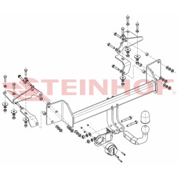 S-393 STEINHOF Фаркоп на Suzuki Liana хетчбек 2001-2007. Требуется подрезка бампера. Тип шара: A. Нагрузки: 1200/75 кг, масса фаркопа 15,9 кг (без электрики в компле