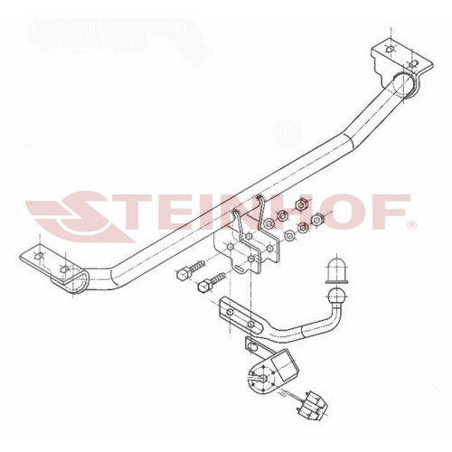 T-100 STEINHOF Фаркоп на Toyota Avensis седан/лифтбек T22 1997-04/2003. Требуется подрезка бампера. Тип шара: A. Нагрузки: 1550/75 кг, масса фаркопа 12,6 кг (без электрики в комплекте)