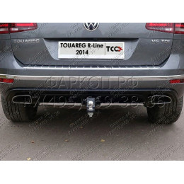 TCU00035 ТСС Фаркоп на Volkswagen Touareg, в т.ч. R-Line 2014-2018 без подрезки бампера. Тип шара: E (шаровый узел под американский квадрат). Нагрузки: 3500/100 кг