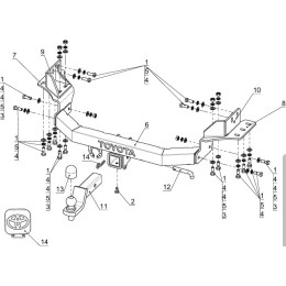 TCU00099 ТСС Фаркоп на Toyota Fortuner 2017- с накладкой с надписью Toyota. Подрезка ушка крепления бампера. Тип шара: E (шаровый узел под американский квадра