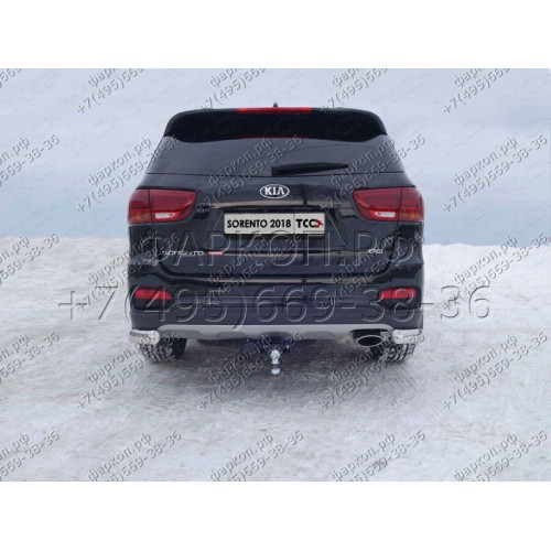 TCU00112 ТСС Фаркоп на Kia Sorento Prime 2018-2020. Требуется подрезка бампера. Тип шара: E (шаровый узел под американский квадрат). Нагрузки: 1500/80 кг