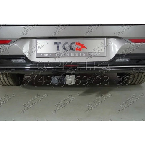 TCU00292N ТСС Фаркоп на Genesis GV80 2020- без подрезки бампера. Тип шара: E (шаровый узел под американский квадрат с нержавеющим шаром). Нагрузки: 1250/75 кг