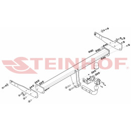 V-156 STEINHOF Фаркоп на Seat Alhambra 2012-2020, Volkswagen Sharan 2012-2020 без подрезки бампера. Тип шара: A. Нагрузки: 2500/100 кг, масса фаркопа 19,63 кг (без электрики в комп