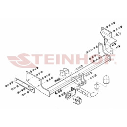 V-286 STEINHOF Фаркоп на Volvo S40 седан 07/2000-2003, Volvo V40 универсал 07/2000-03/2004. Требуется подрезка бампера. Тип шара: A. Нагрузки: 1500/75 кг, масса фаркопа 17,8 кг (