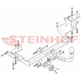V-312 STEINHOF Фаркоп на Volvo S40 седан 1995-2000, Volvo V40 универсал 1995-2000. Требуется подрезка бампера. Тип шара: A. Нагрузки: 1600/80 кг, масса фаркопа 14,8 кг (без э