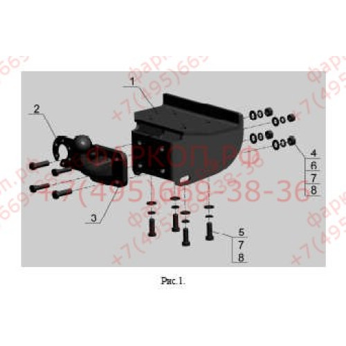 VW 26 AVTOS Фаркоп на Volkswagen Amarok 2010-2022 без подрезки бампера. Тип шара: G (фланцевый на 4 болтах). Нагрузки: 2500/100 кг, масса фаркопа 11,5 кг (без электрики в комплекте)