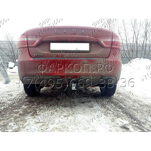 T-VAZ-41A TAVIALS ТСУ со съемным шаром для Lada Vesta седан 2015-2022 без выреза бампера. Нагрузки: 1200/75 кг, масса фаркопа 10,9 кг (без электрики в комплекте)