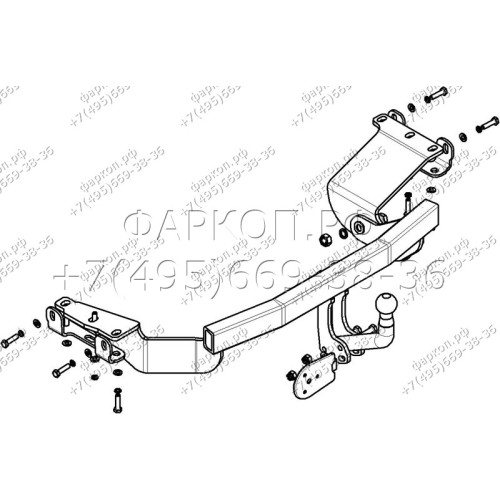 MI 21 AVTOS Фаркоп на Mitsubishi Outlander XL 2007-2012, Citroen C-Crosser 2007-2012, Peugeot 4007 2007-2012. Необходима подрезка бампера. Тип шара: A. Нагрузки: 1500/75 кг, масса фаркопа 24,5 кг (без электрики в комплекте)