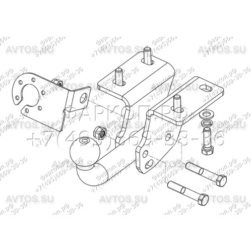 VW 26 AVTOS Фаркоп на Volkswagen Amarok 2010-2022 без подрезки бампера. Тип шара: G (фланцевый на 4 болтах). Нагрузки: 2500/100 кг, масса фаркопа 11,5 кг (без электрики в комплекте)