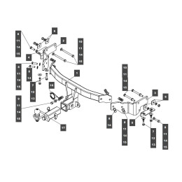 109171 TOWRUS Фаркоп на Kia Sorento 2012-2020, Hyundai Santa Fe 2012-2018, Hyundai Grand Santa Fe 2014-2018. Необходима подрезка бампера. Тип шара: EA (E с антистуком). Нагрузки: 2000/100 кг, м