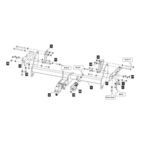 149344 TOWRUS Фаркоп на Mitsubishi Pajero 2007-2020 без снятия и выреза бампера. Тип шара: EA (E с антистуком). Нагрузки: 3300/140 кг, масса фаркопа 29,42 кг (без электрики в комплекте)