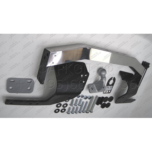 3018-FL ORIS Тюнинговый фаркоп с металлической накладкой на Toyota Land Cruiser 200 2007-2021 (включая Executive, Excalibur, TRD), Lexus LX 2007-2021. Без выреза в бампере. Тип шара: F. Нагрузки: 2500/120 кг, масса фаркопа 25 кг (без электрики в комплекте