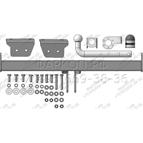 98002-A MOTODOR Фаркоп с оцинкованным шаром на Infiniti QX50 2018-2025, Infiniti QX55 2021-2025 без выреза в бампере. Тип шара: A. Нагрузки 1500/75 кг, масса фаркопа 15,4 кг (без электрики в комплекте)