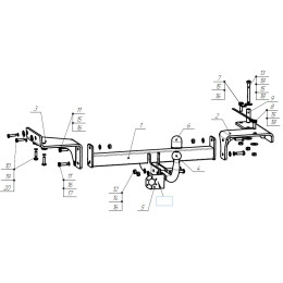 9016-A ORIS Фаркоп на Changan CS75 2014-2018, 2018-2023 без выреза в бампере. Тип шара: A. Нагрузки: 1500/75 кг, масса фаркопа 25,5 кг (без электрики в комплекте)