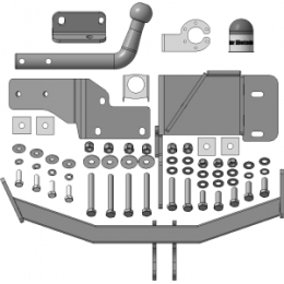91006-A MOTODOR Фаркоп с оцинкованным шаром на Kia Sorento Prime 2015-2018, 2018-2020, Hyundai Santa Fe 2018-2021. Необходима подрезка бампера. Тип шара: A. Нагрузки: 2000/100 кг, мас