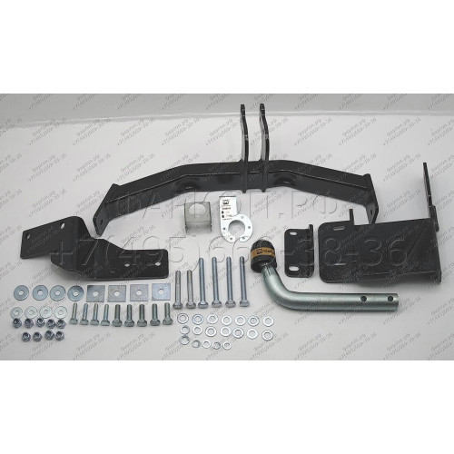 91006-A MOTODOR Фаркоп с оцинкованным шаром на Kia Sorento Prime 2015-2018, 2018-2020, Hyundai Santa Fe 2018-2021. Необходима подрезка бампера. Тип шара: A. Нагрузки: 2000/100 кг, масса фаркопа 17,8 кг (без электрики в комплекте)