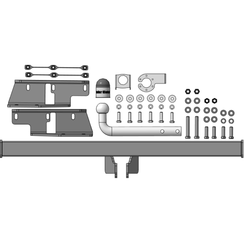 97205-A MOTODOR Фаркоп с оцинкованным шаром на Changan CS85 2021- без выреза в бампере. Тип шара: A. Нагрузки 1500/75 кг, масса фаркопа 21 кг (без электрики в комплекте)