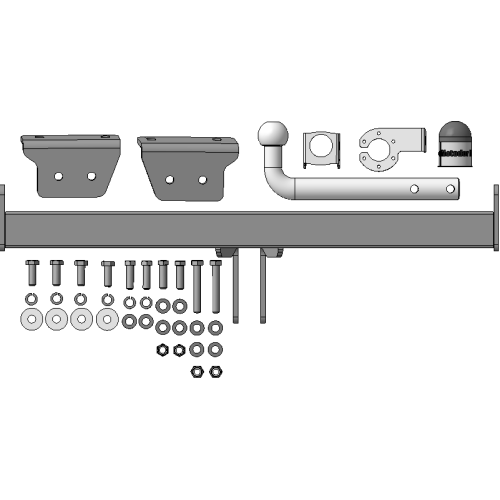 98002-A MOTODOR Фаркоп с оцинкованным шаром на Infiniti QX50 2018-2025, Infiniti QX55 2021-2025 без выреза в бампере. Тип шара: A. Нагрузки 1500/75 кг, масса фаркопа 15,4 кг (без электрики в комплекте)