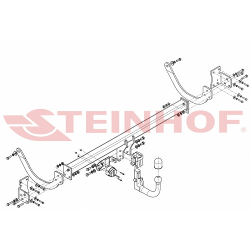 C-040 STEINHOF Фаркоп на Citroen C5 универсал (кроме 2.2 HDI / 3.0HDI) 2008-2017. Требуется подрезка бампера. Тип шара: AV (вертикальное быстросъемное крепление шара на ключе). Нагрузки: 1900/80 кг, масса фаркопа 26,9 кг (без электрики в комплекте)