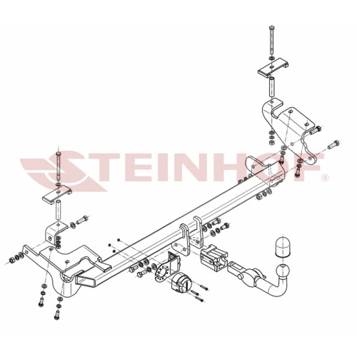 C-277 STEINHOF Фаркоп на Chevrolet Epica 2006-2012. Требуется подрезка бампера. Тип шара: AH (горизонтальное быстросъемное крепление шара на ключе). Нагрузки: 1700/75 кг, масса фаркопа 21,8 кг (без электрики в комплекте)