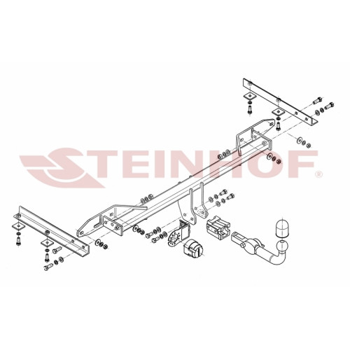 C-289 STEINHOF Фаркоп на Chevrolet Orlando 2011-2019. Требуется подрезка бампера. Тип шара: AH (горизонтальное быстросъемное крепление шара на ключе). Нагрузки: 1600/75 кг, масса фаркопа 20 кг (без электрики в комплекте)
