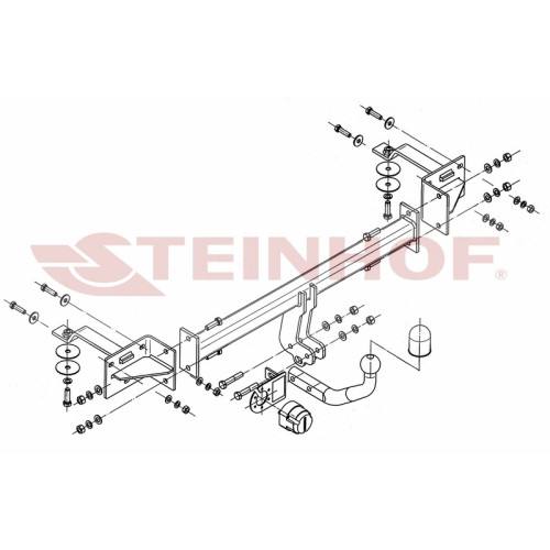 F-048 STEINHOF Фаркоп на FIAT Bravo хетчбек 5 дверей 2007-2014 (без подрезки бампера), Lancia Delta хетчбек 5 дверей 2008-2014 (требуется подрезка бампера). Тип шара: A. Нагрузки: 1400/60 кг, масса фаркопа 17 кг (без электрики в комплекте)
