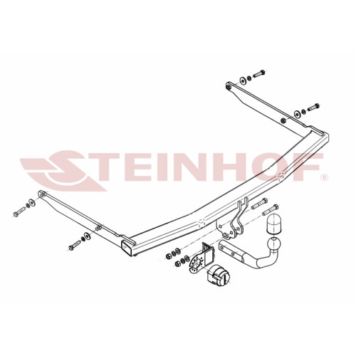 F-242 STEINHOF Фаркоп на Ford Focus II седан 02/2005-03/2011 (без подрезки бампера), Focus III седан 04/2011-2018 (требуется подрезка бампера). Тип шара: A. Нагрузки: 1600/75 кг, масса фаркопа 17,1 кг (без электрики в комплекте)